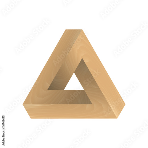 Abstract impossible triangle. Imitation wood. Vector Illustration
