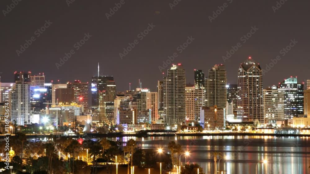 Time Lapse of downtown San Diego. Planes can be seen going in for a landing at San Diego International Airport. Time Lapse of downtown San Diego. Planes can be seen going in for a landing at San Diego International Airport.