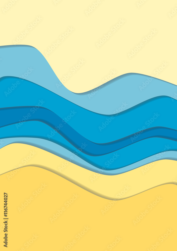 Yellow and blue curve wave line background, river in paper cut style. Cropped with Clipping Mask Yellow and blue curve wave line background, river in paper cut style. Cropped with Clipping Mask