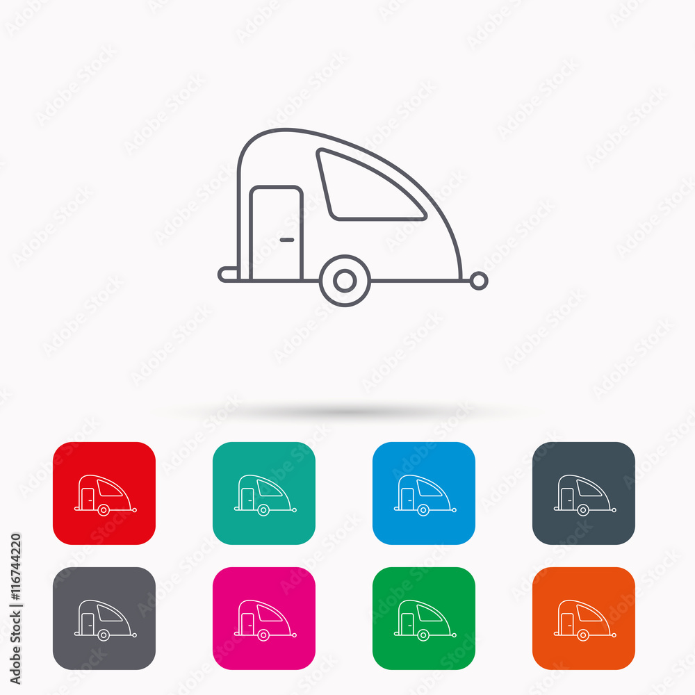 Travel van icon. Holiday camper sign. Travel van icon. Holiday camper sign.