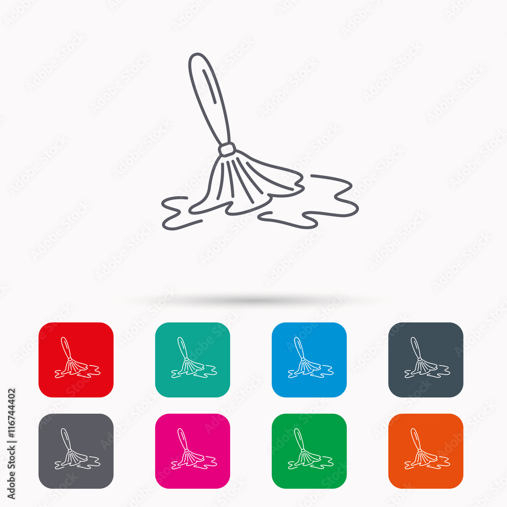 Wet cleaning icon. Clean-up floor tool sign. Wet cleaning icon. Clean-up floor tool sign.