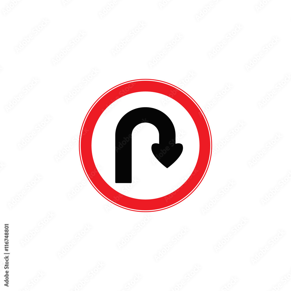 Prohibition Sign U-turn . Vector illustrations Prohibition Sign U-turn . Vector illustrations