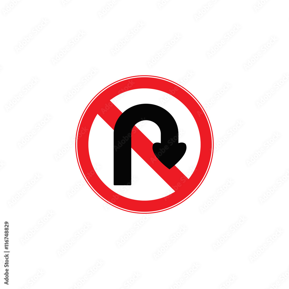 Prohibition Sign U-turn . Vector illustrations Prohibition Sign U-turn . Vector illustrations