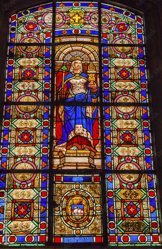 Queen Blanche Stained Glass Saint Louis En L'ile Church Paris