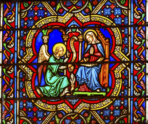 Annunciation Angel Mary Stained Glass Notre Dame Cathedral Paris