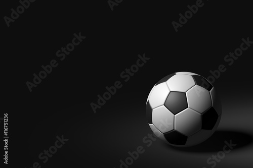 Soccer Ball on Black Background  3D Rendering