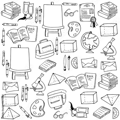 Doodle of school classroom supplies