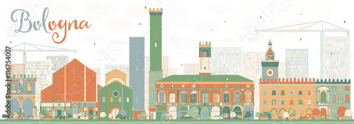 Abstract Bologna Skyline with Color Landmarks.