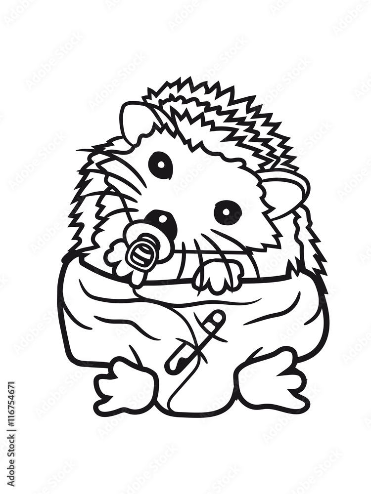 Obraz premium nappy pacifier sitting around child baby offspring sweet little cute hedgehog