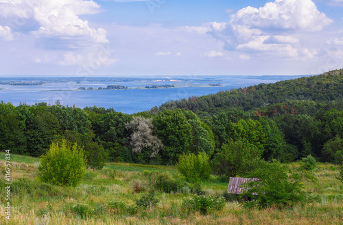 Wallpaper Mural Beautiful summer landscape with river and blue sky with clouds Torontodigital.ca