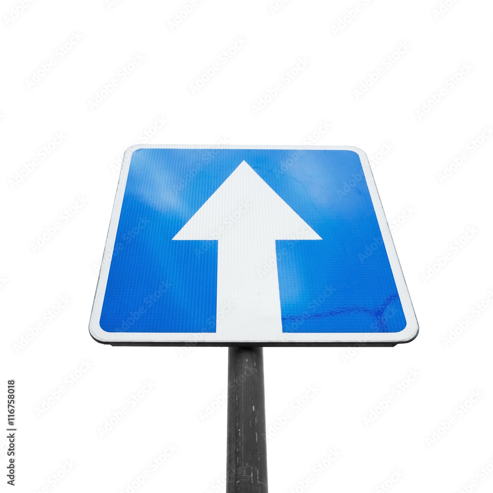 One way street, square blue road sign isolated One way street, square blue road sign isolated