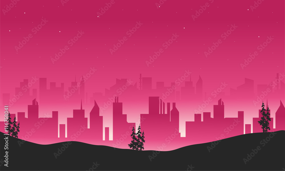 Silhouette of building from hill Silhouette of building from hill