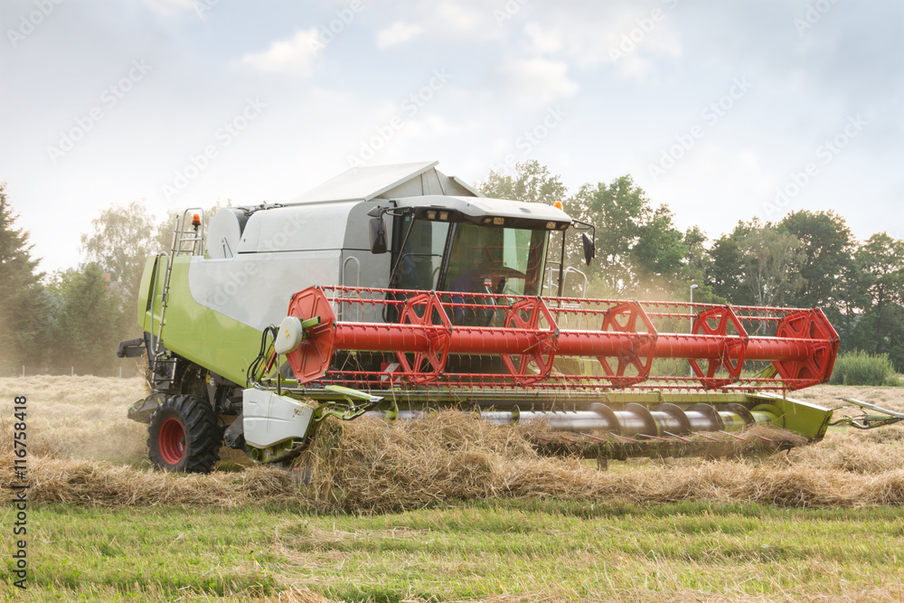 Fototapeta premium Mähdrescher bei der Ernte