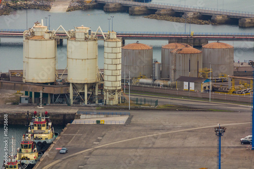 Large industrial storage tanks