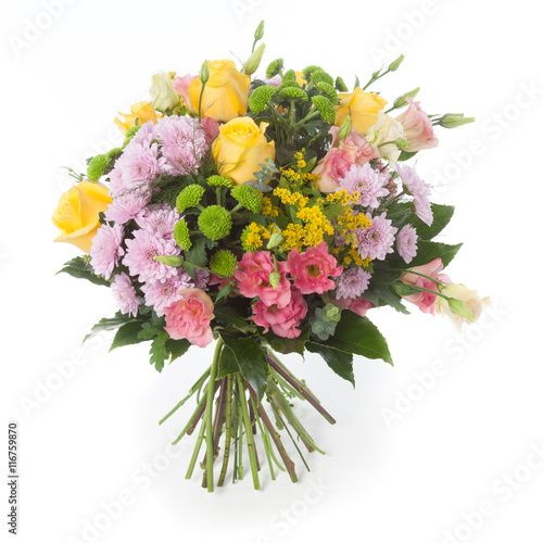 Chrysanthemum, rose and lisianthus flowers bouquet photo