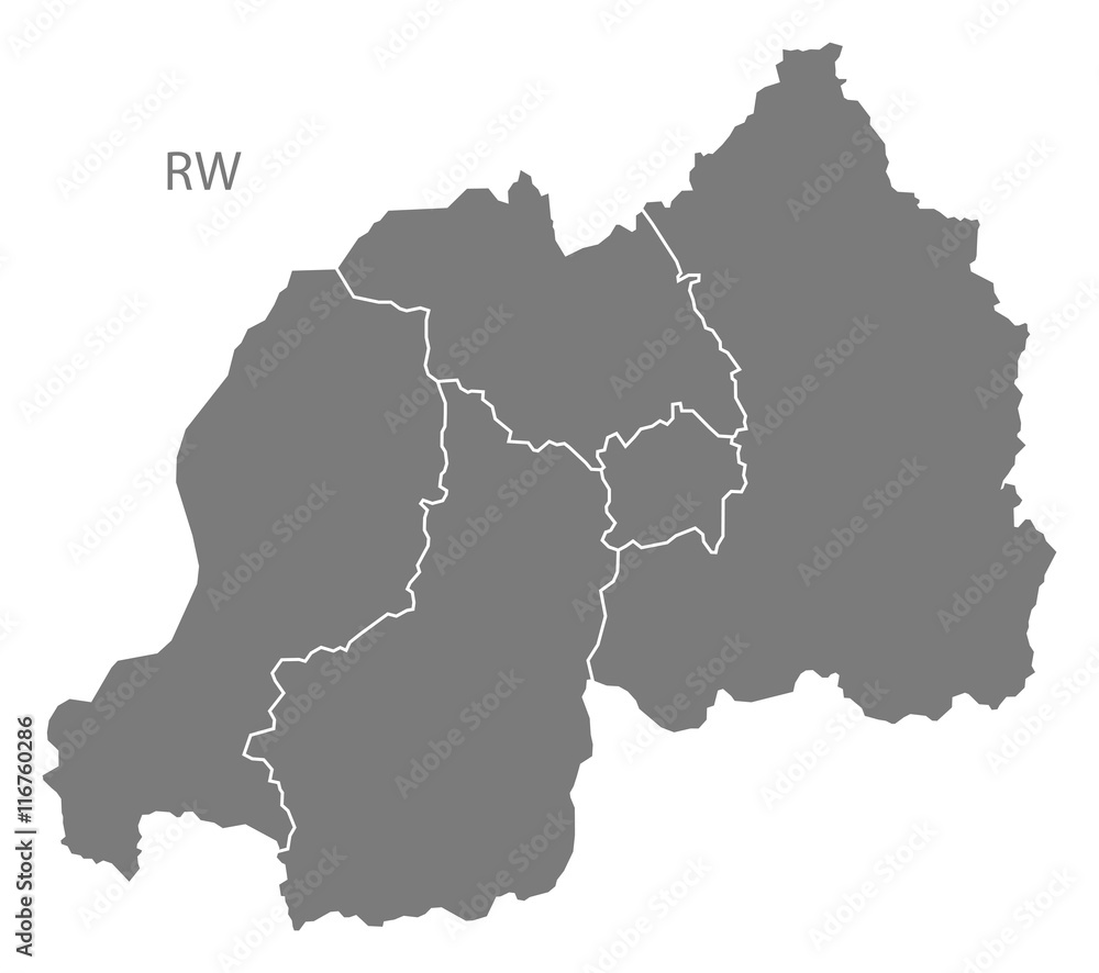 Rwanda provinces Map grey