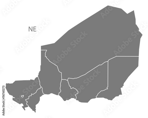 Niger regions Map grey