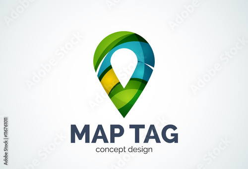 Free Download Abstract business company map tag or locator logo template, navigation pointer concept - GFXLoad