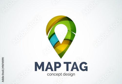 Free Download Abstract business company map tag or locator logo template, navigation pointer concept - GFXLoad