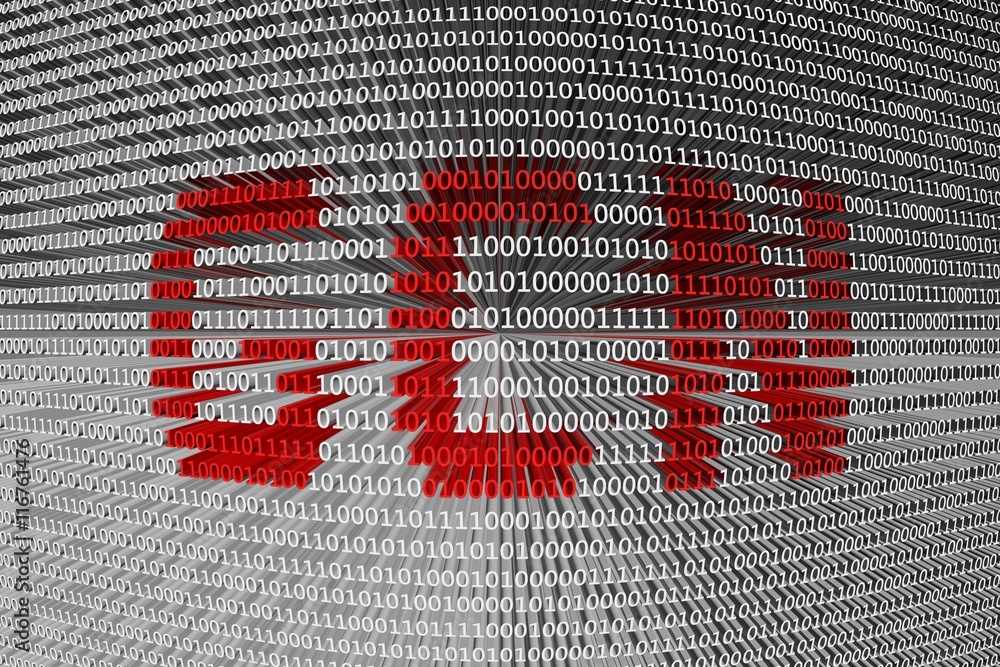 GCN is in the form of binary code, 3D illustration GCN is in the form of binary code, 3D illustration