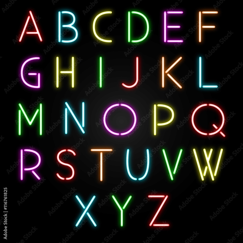Neon alphabet letters Neon alphabet letters