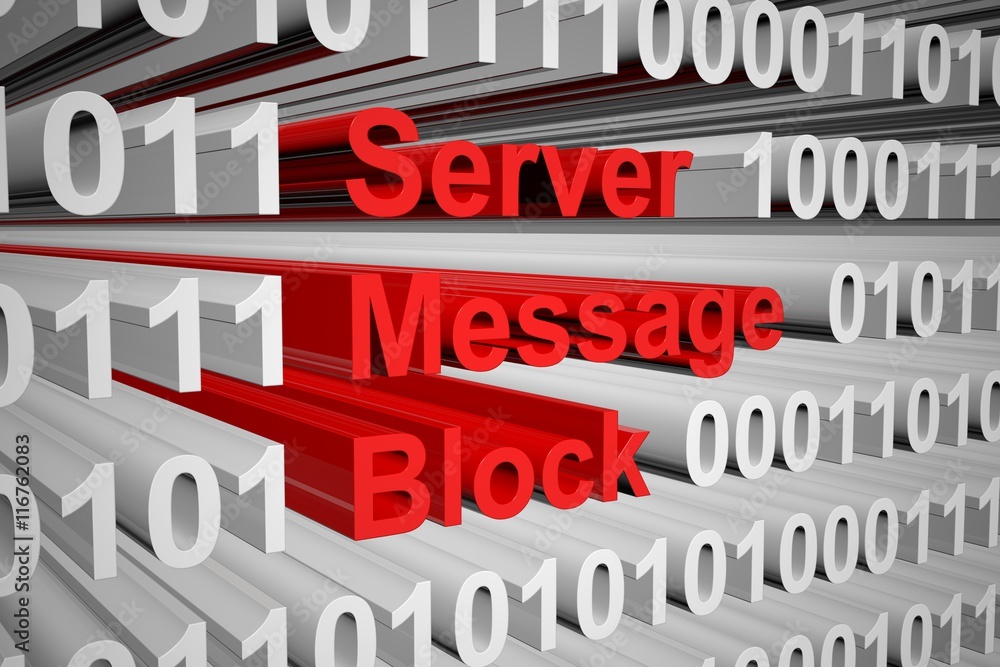 Server Message Block in the form of binary code, 3D illustration