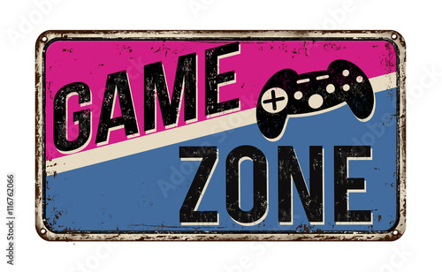 Game zone vintage metal sign