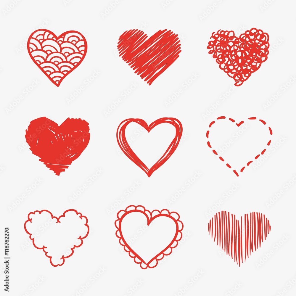 Heart sketches set Heart sketches set
