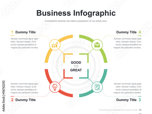 Flat business presentation vector slide template with diagram chart