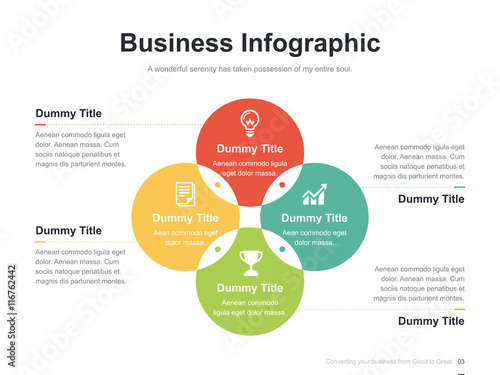 Flat business presentation vector slide template with diagram chart