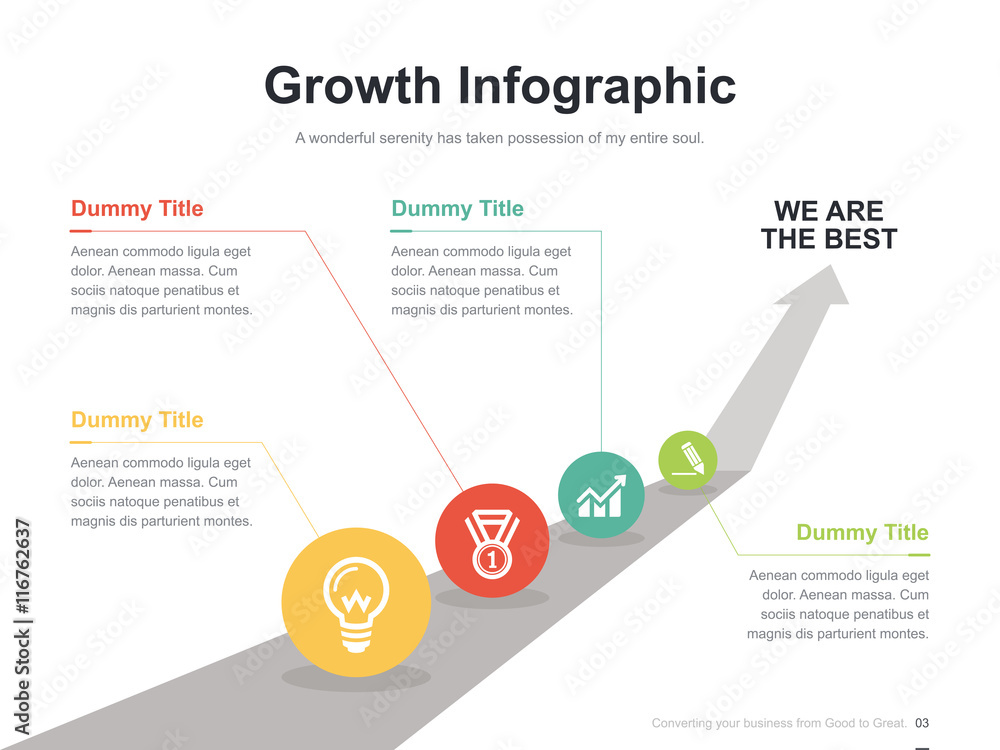 Flat business presentation vector slide template with diagram chart ...