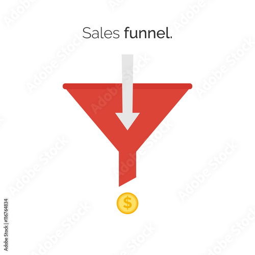 Sales lead funnel flat icon with arrows for presentation apps and websites