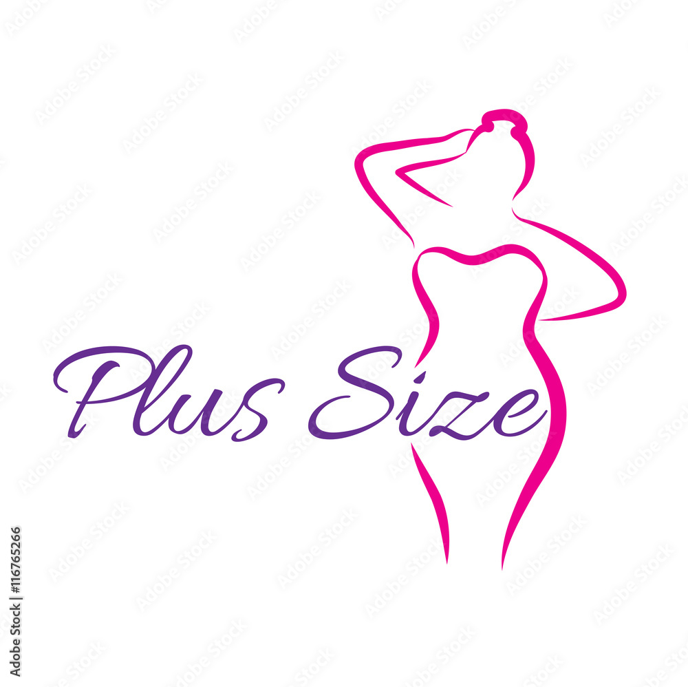 Logo plus size woman. Curvy woman symbol, logo. Vector illustration Logo plus size woman. Curvy woman symbol, logo. Vector illustration