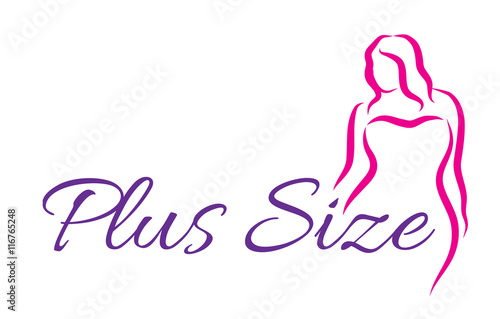 Logo plus size woman. Curvy woman symbol, logo. Vector illustration
