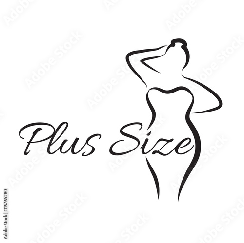 Logo plus size woman. Curvy woman symbol, logo. Vector illustration