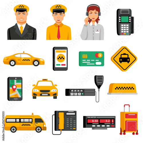 Taxi Service Icon Set