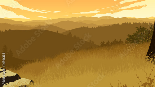 hills landscape illustration