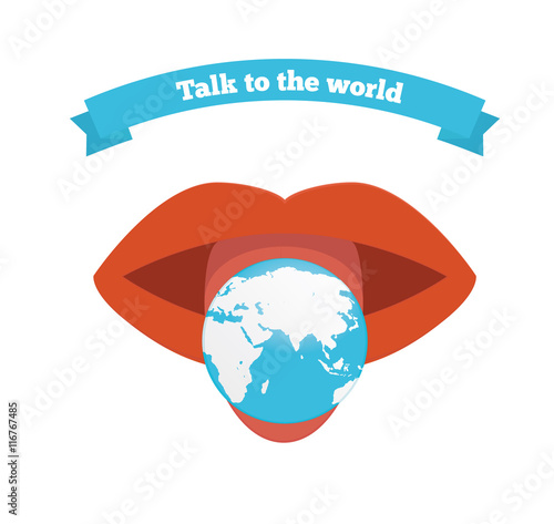 Talk to the world vector illustration. Internalization concept.