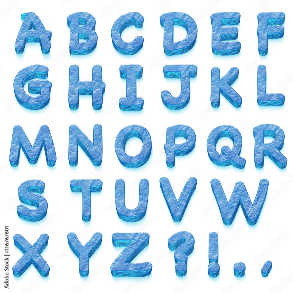 The ice alphabet on white The ice alphabet on white