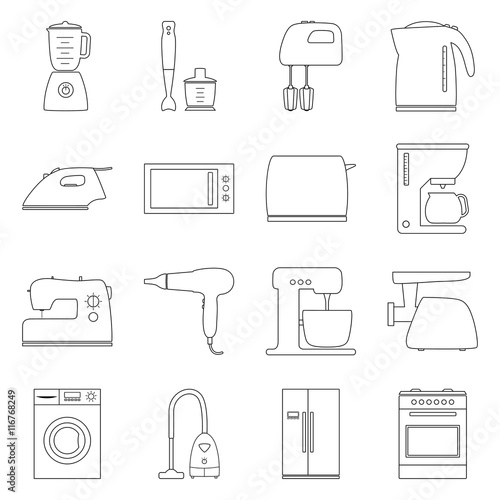 Set of home electronics appliances, vector illustration