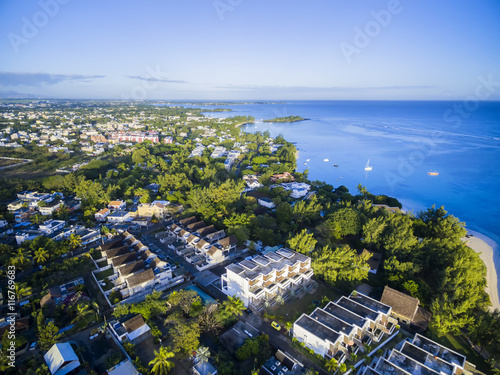 Принти на полотні Mauritius beach aerial view of Bain Boeuf Beach in Grand Baie, Pereybere North