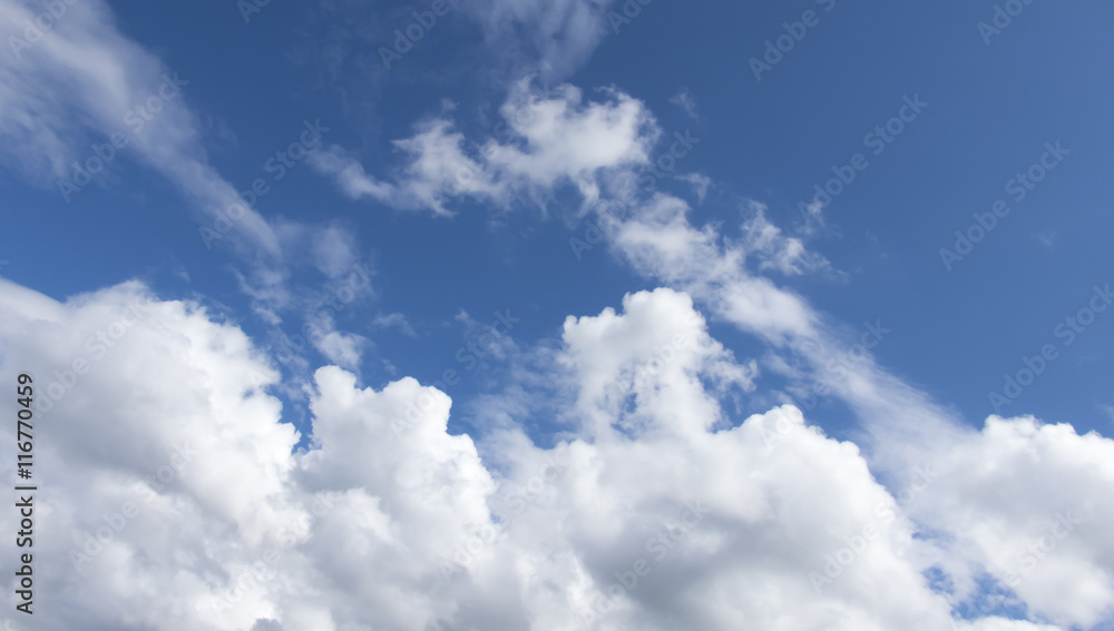 White clouds in a dark blue sky in Europe White clouds in a dark blue sky in Europe
