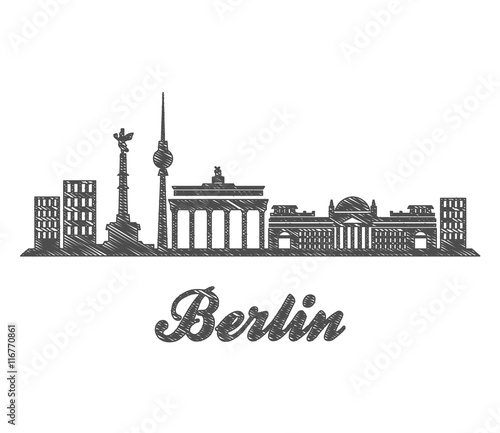 Berlin skyline city sketch