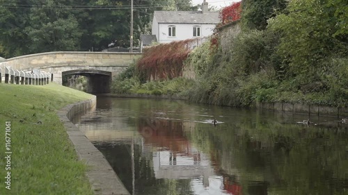 Scenic shot of the world famous Chirk Aqueduct built in 1801 by Thomas Telford. This impressive canal aqueduct has a bigger brother by the side for rail transportation. Located on the Llangollen Canal photo