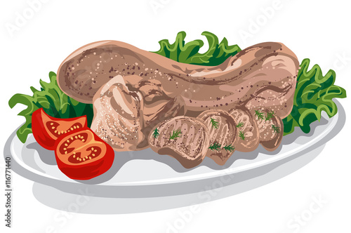 cooked veal tongue