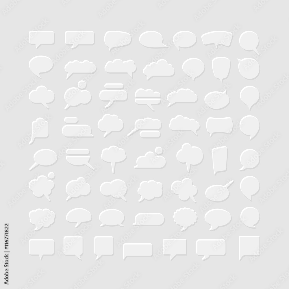 Big collection of white speech bubbles with shadow Big collection of white speech bubbles with shadow