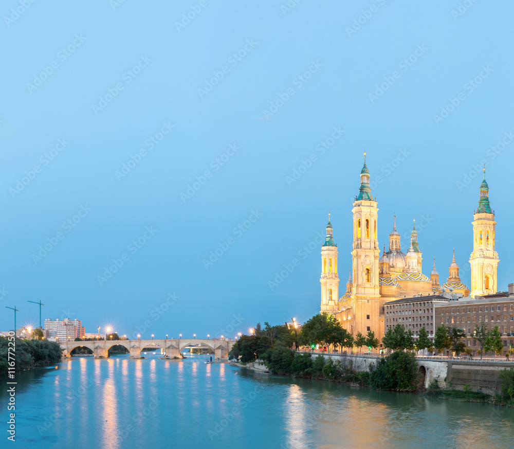 Zaragoza Basilica Spain Panorama