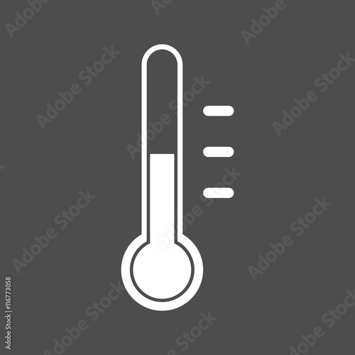 Simple white thermometer icon. Isolated vector illustration.