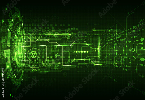 Abstract green digital communication technology background.