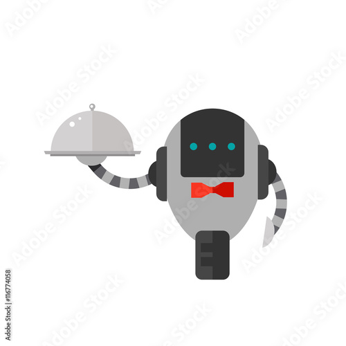 Waiter Robot with Covered Plate Icon